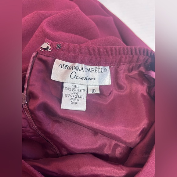 Adrianna Papéll Burgundy set with Beaded Top Sz 10 Preowned - Picture 11 of 16